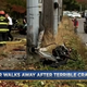The pole appears to have suffered only cosmetic damage